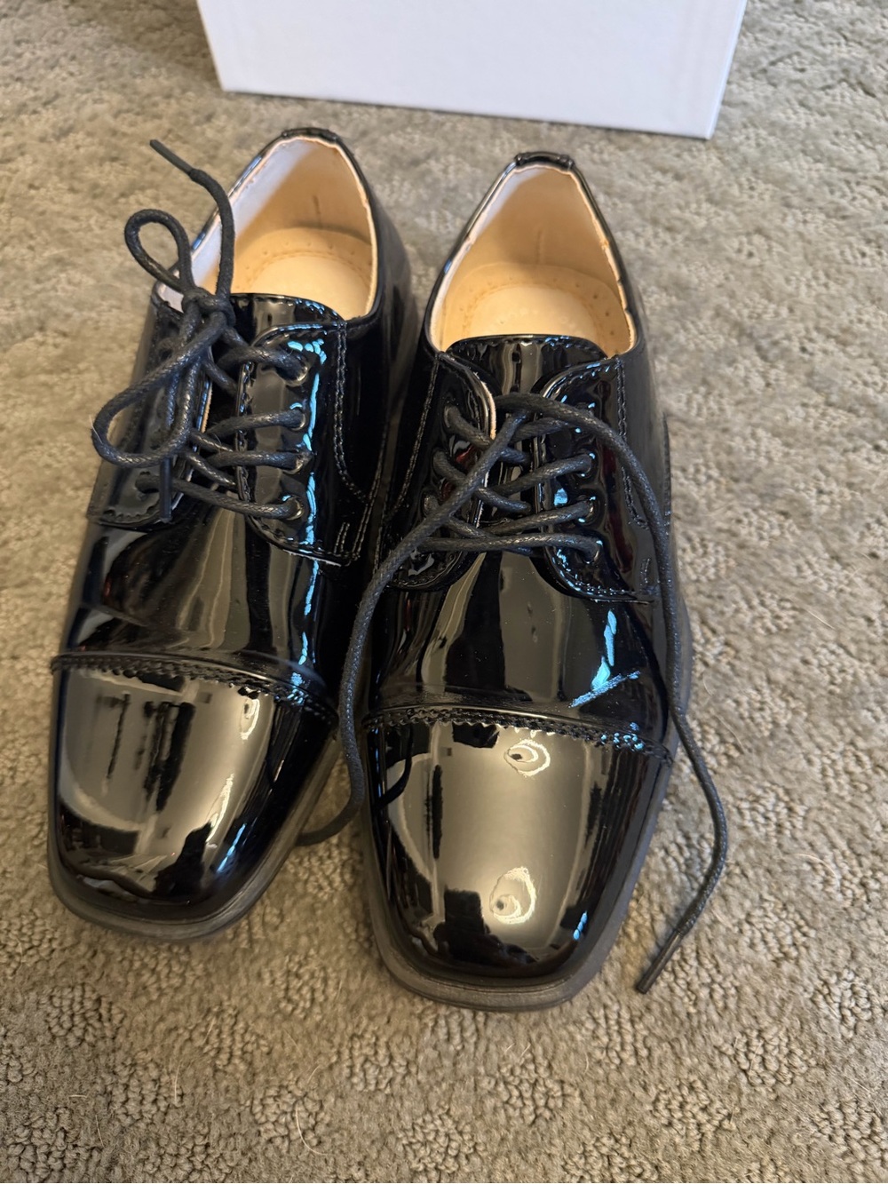 Kids Black Patent Lace-Up Dress Shoes
